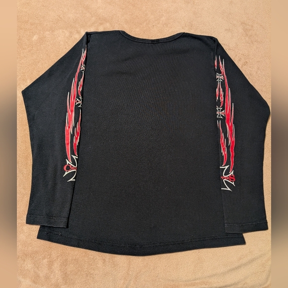 Vintage (2003) Fast Gear Black Long Sleeve Shirt with Red Flame & Logo Design - Picture 8 of 14